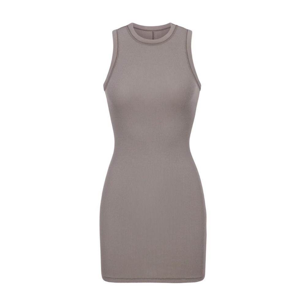 SKIMS Cotton Rib Tank Dress- Smoke